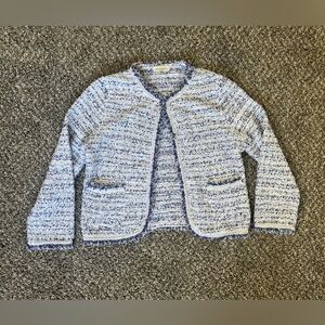 Women's Blue and White Tweed Blazer